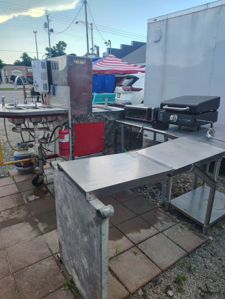 Custom food vending hot dog cart. Complete setup. Health Department ready.